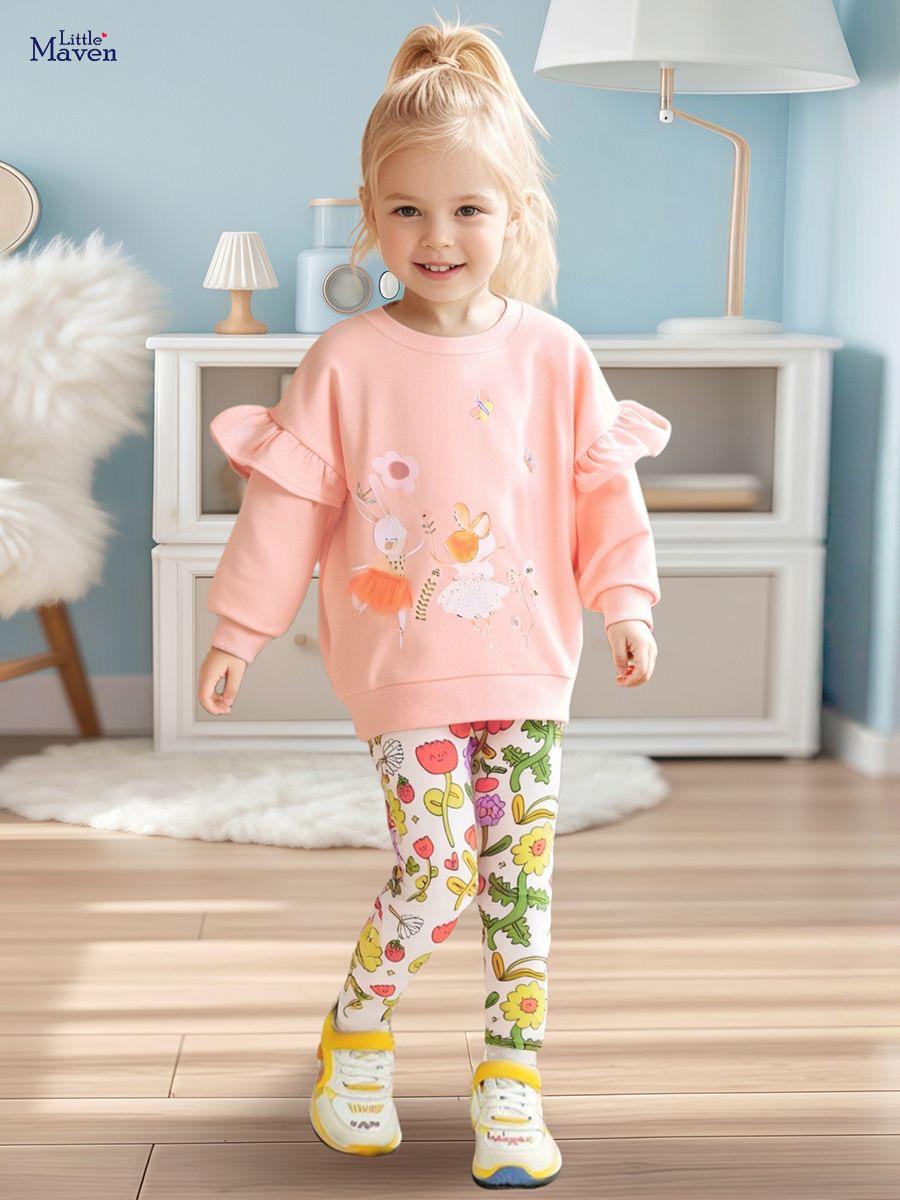 Peach Blossom Ruffle Sweatshirt Set